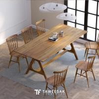 ราคา Olivia ชุดโต๊ะอาหารไม้สัก DS104 ขนาด 90x200x76cm. สี Walnut 90x200x76cm. 6ที่นั่ง (10869426)