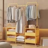ราคา Home Wako [3in1] ราวแขวนเสื้อ ราวตากผ้าเหล็ก เเบบเเถว3เเถว มีชั้นวางของตะขอเเขวนกระเป๋า เหลือง (10896945)