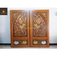 ราคา PF_Phrae | ประตูไม้สักบานคู่ ไม้แห้งเกรดA หลากหลายแบบ 80X200ซม. ลายหงส์แดง (10861315)