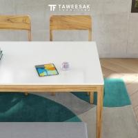 ราคา Taweesak ชุดโต๊ะอาหารไม้สักท็อปหินอ่อนรุ่น Sugar สี Light Teak 90x200x75cm. 6ที่นั่ง (10868570)