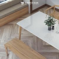 ราคา Taweesak ชุดโต๊ะอาหารไม้สักท็อปหินอ่อนรุ่น Pixie สี Light Teak 90x200x75cm. 6ที่นั่ง (10868576)