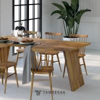 ราคา TinTin ชุดโต๊ะอาหารไม้สัก DS101 สไตล์โมเดิร์น ขนาด 90x200x76cm สี Natural Teak 90x200x76cm. 6ที่นั่ง (10869372)