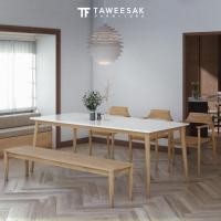 ราคา Taweesak ชุดโต๊ะอาหารไม้สักท็อปหินอ่อนรุ่น Pixie สี Natural Teak 90x200x75cm. 6ที่นั่ง (10868573)
