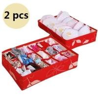 ราคา BF&MF Shop กล่องผ้าอเนกประสงค์ กล่องใส่ชุดชั้นใน 2 ชิ้น แบบ 6 ช่อง + 18 ช่อง สีแดง (10869029)