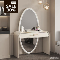 ราคา RS.LUXURY โต๊ะเครื่องแป้ง พร้อมเก้าอี้หนังสุดหรู เบจ 120cm (10876963)
