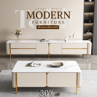 ราคา RS.LUXURY TV Cabinet ตู้วางทีวีเรียบหรู โต๊ะกลาง เบจ (10877072)