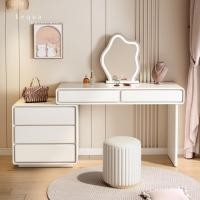 ราคา Lequa Furniture โต๊ะเครื่องแป้งมินิมอล โต๊ะกระจก โต๊ะทำงาน ลิ้นชัก 3 ชั้น ส่งฟรี (1) 100 cm. (10914178)