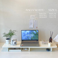 ราคา shadeandshadow ชั้นวางจอคอม มี 3 ขนาด น่ารักมาก ชั้นวางหนังสือ workfromhome ชั้นวางของจัดระเบียบโต๊ะ studygram Size L สีขาว (10934655)