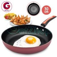 ราคา Getzhop กระทะเคลือบไดมอนด์ กระทะทรงตื้น 30 cm. พร้อมฝาแก้ว รุ่น Yiguozhijun Red (10961889)