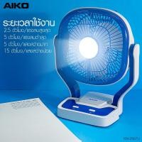 ราคา AIKO KN-2907U พัดลมชาร์จไฟ USB พร้อมฟังก์ชั่นโคมไฟ ใบพัด 7 นิ้ว น้ำเงิน-ขาว (10957499)