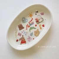 ราคา Pamu Home จานชาม ลายการ์ตูน ลายน่ารัก เข้าไมโครเวฟ จานวงรี 10 นิ้ว Size (10989334)