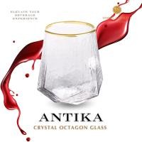 ราคา Dining Vaisselle แก้วน้ำขอบทอง ทรงแปดเหลี่ยม หรูหรา Antika Crystal Octagon Glass with Gold rim แก้วน้ำ (10994154)