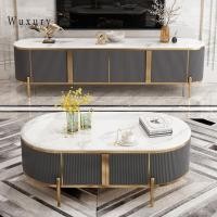 ราคา Wuxury furniture ส่งฟรี ตู้วางทีวี ชั้นวางทีวี โต๊ะกลางโซฟา ชั้นวางทีวี ชุดรับแขก สไตล์Luxury งานนำเข้าสวยหรู โต๊ะกลาง สีเทา (11012751)