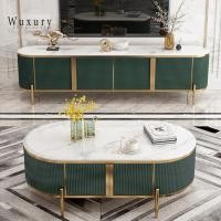 ราคา Wuxury furniture ส่งฟรี ตู้วางทีวี ชั้นวางทีวี โต๊ะกลางโซฟา ชั้นวางทีวี ชุดรับแขก สไตล์Luxury งานนำเข้าสวยหรู โต๊ะกลางสีเขียว (11012753)