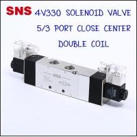 ราคา 4V330 โซลินอยด์วาล์วไฟฟ้าคอยไฟ 2 ด้าน 5/3 ขนาด 08=2 หุน 1/4"/ 10=3 หุน 3/8" (ปกติปิด) ไฟ AC220V,AC110V,AC24V,DC12V,DC24V DC12V 4V330C-10 - วาล์ว 5/2 ข (11059950)