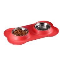 ราคา หางฟู Petshop ชามกันมดซิลิโคนแบบคู่ ชามอาหารกันมด ชามซิลิโคน ชามอาหารสัตว์ ชามสแตนเลส FO28 ใหญ่ 45x26cm ลึก4cm สีแดง (11036112)