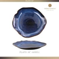 ราคา Dining Vaisselle จานสีน้ำเงินทัวร์มาลีน ดีไซน์เก๋ Blue Tourmaline Plate สวยมาก จาน 10" (12007179)