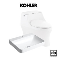 ราคา KOHLER สุขภัณฑ์แบบชิ้นเดียว รุ่น San Raphael Grande พร้อมอ่างล้างหน้าแบบวางบนเคาน์เตอร์ รุ่น Forefront สีขาว 4.8 ลิตร/อ่างล้างหน้าแบบรูเดียว (11036334)