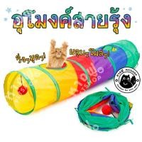 ราคา หางฟู Petshop อุโมงค์สายรุ้ง อุโมงค์แมว 2 ทาง อุโมงค์ ของเล่นแมว TOT1 ขนาด 115 x25 cm. (11036774)