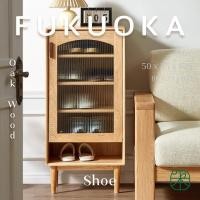 ราคา KI furniture ชั้นวางรองเท้า ตู้วางรองเท้า ตู้วางไม้โอ๊คอเนกประสงค์ รุ่น Fukuoka 50 x 35 x 105 cm. 1 ประตู น้ำตาล (11079790)