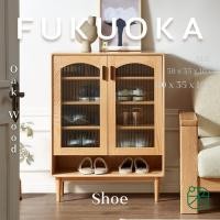 ราคา KI furniture ชั้นวางรองเท้า ตู้วางรองเท้า ตู้วางไม้โอ๊คอเนกประสงค์ รุ่น Fukuoka 80 x 35 x 105 cm. 2 ประตู น้ำตาล (11079792)