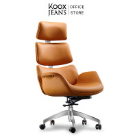 ราคา KOOXJEANS Leather Chair Executive chair ก้าอี้ออฟฟิศ เก้าอี้บอส เก้าอี้หนังแท้ เก้าอี้คอมพิวเตอร์ หลังสูง KY08 KY08-White (11090012)
