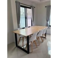 ราคา Kwstyleloft โต๊ะทำงานไม้จริงขาเหล็กสไตล์ Loft ขนาด 100x200x75 ซม. โต๊ะไม้ยางแท้ เคลือบผิวอย่างดีแข็งแรงทนทานมาก ขาสี่เหลี่ยม โอ๊ค (12054036)
