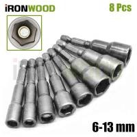 ราคา iRon Wood ชุดลูกบล็อกหัวแม่เหล็ก บล็อกขันสกรูปลายสว่าน หัวบล็อกยิงน็อต แบบสวมเร็ว ขนาดยาว 65 mm 8 ชิ้น เบอร์ 6-13mm 8 Pcs6-13 (12051450)