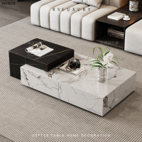 ราคา RSLuxury โต๊ะกลางหินชนวน สไตล์อิตาลี ดีไซน์สี่เหลี่ยม ลายหินสวย 152CM ไม่มีลิ้นชัก (12070396)