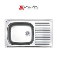 ราคา Advanced อ่างล้างจาน รุ่นSKS075 ขนาด 45X 75 X 16 ซม. แบบ 1 หลุม 1 ที่พัก แบบฝังเคาน์เตอร์ สะดือA (12060200)