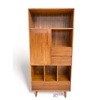 ราคา Kanyavee Wood ตู้หนังสือไม้สัก รุ่น M110 สีสักทอง ขนาด 35x85x185 cm. (12092562)
