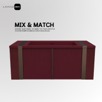 ราคา SLS1211 อ่างล้างหน้าแบบฝังพร้อมตู้บานคู๋ ดีไซน์ลอนฝังเส้นอลูมิเนียม OX (12105214)