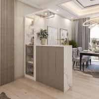 ราคา Kitchen Solutions เคาน์เตอร์บาร์ ขนาด 150 ซม. รุ่น Mabel สีขาวลายหินอ่อน (ตู้โชว์ฝั่งซ้าย) (150X40X200 cm.) (12130521)