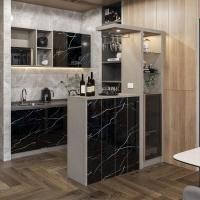 ราคา Kitchen Solutions เคาน์เตอร์บาร์ ขนาด 150 ซม. รุ่น Mabel สีดำลายหิน (ตู้โชว์ฝั่งขวา) (150X40X200 cm.) (12130522)