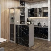 ราคา Kitchen Solutions เคาน์เตอร์บาร์ ขนาด 150 ซม. รุ่น Mabel สีดำลายหิน (ตู้โชว์ฝั่งซ้าย) (150X40X200 cm.) (12130558)