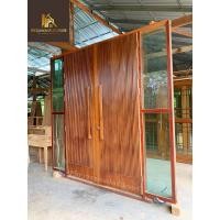 ราคา pf_phrae | ประตูหน้าบ้าน ประตูไม้สักชุดประกอบกระจกข้าง (12126114)