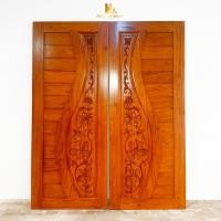 ราคา pf_phrae | ประตูไม้สักบานคู่ ลายแจกันดอกไม้ 80*200ซม. (12126113)