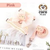 ราคา cocopet shop สายจูงสัตว์เลี้ยง เสื้อรัดอก สายจูงแมว สายจูงหมา สายรัดอกลายสก๊อต เชือกจูงสัตว์เลี้ยง ครบชุด สายจูงลายโบว์-ชมพู M ( 4-7 กก.) (12172902)