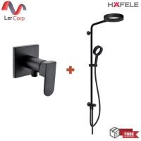 ราคา (hafele) ก๊อกเดี่ยวยืนอาบแบบติดผนัง kappa + ชุดฝักบัวยืนอาบ x-jet สีดำด้าน (485.60.212+495.60.064) (12204314)