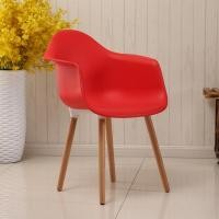 ราคา Foammy Shop เก้าอี้พลาสติก เก้าอี้ทานอาหาร เก้าอี้ขาไม้บีช เก้าอี้อเนกประสงค์ มีที่พักแขน แดง 46 x 43 x 85 cm. (12204455)