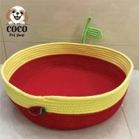 ราคา cocopet shopตะกร้าหวาย ที่นอนแมว ที่นอนสัตว์เลี้ยง ตะกร้านอนหมาแมว ตะกร้าพรมนอนแมวทรงอ่างแมว เบาะนอนแมวDIY นุ่มสบาย M=40*40 แดง-RD (12172537)