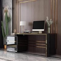 ราคา Wuxury furniture โต๊ะทำงานพร้อมลิ้นชัก ตัดขอบสแตนเลสสีเงินสวยหรู โต๊ะคอมพิวเตอร์ โต๊ะสำนักงาน โต๊ะผู้บริหาร 160cm ดำ (12169590)