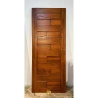 ราคา PF_Phrae | ประตูไม้สักบานเดี่ยว ลายโมเดิร์นอิฐ(ใหญ่) พร้อมทำสีเนื้อไม้ มี3ขนาด 80*200 (12181063)