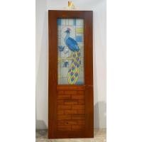 ราคา pf_phrae | ประตูไม้สักบานเดี่ยว บานห้องน้ำกระจกลายนกยูง ขนาด70x200ซม. (12181087)
