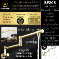 ราคา worasri bf203 ก๊อกเดี่ยวน้ำเย็นอ่างล้างจาน หมุนพับยืดหดได้แขนยาวติดผนัง แบบก้านโยก สีทองด้าน ยาว 52.5 ซม. (12205378)