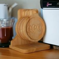 ราคา forest fur minimal เซ็ทจานรองแก้วไม้coaster พร้อมขาตั้งของขวัญปีใหม่สลักhny2024 (12170510)