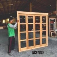 ราคา NCR1988 ชุดวงกบพร้อมประตูบานเฟี้ยมไม้ 4 บาน บานขั้นบันได ติดอุปกรณ์ครบชุด HEFELE ไม่รวมกระจกและงานสี ขนาดวัดนอก 200x200 (12200677)