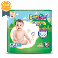 ราคา baby love แพมเพิสเบบี้เลิฟ เดย์ไนท์ สีเขียว size m มี 17 ชิ้น น้ำหนัก 7-12 kg. 002 (12229008)