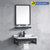 ราคา HOMEONETECH_ ชุดอ่างล้างหน้าพร้อมกระจก สีดำ ไม่รวมอะไหล่ (12219065)