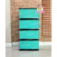 ราคา Thaitrendy ลิ้นชัก 4ชั้น ตู้เสื้อผ้า ชั้นวางของ กล่องเก็บของ ตู้เก็บของ (ขนาด 40x44x85 ซม.) ของขวัญปีใหม่ เขียวพาสเทล หน้าหวาย (12222745)